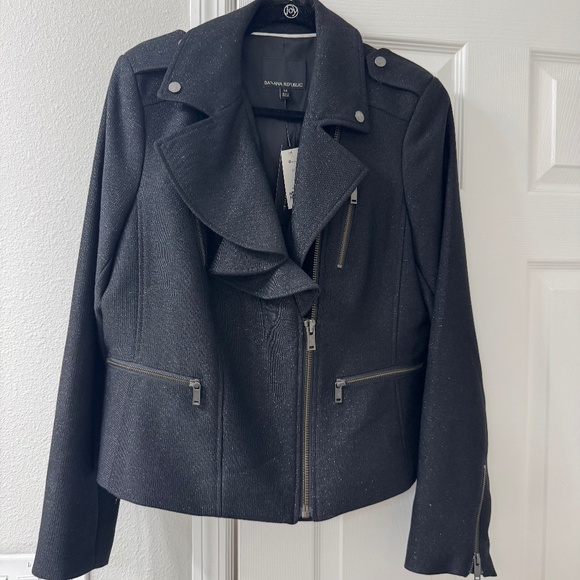 Banana Republic Black Moto Jacket - Size 14 - Picture 1 of 6